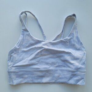 Lululemon Long Line Ribbed Sports Bra White Grey Camo Size 8
